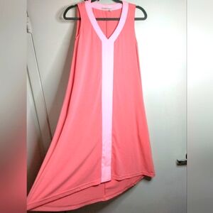 Fresh Produce (Sz XS) Oversize Pink Slip Pocket Sleeveless Hi-Lo Hem Shift Dress